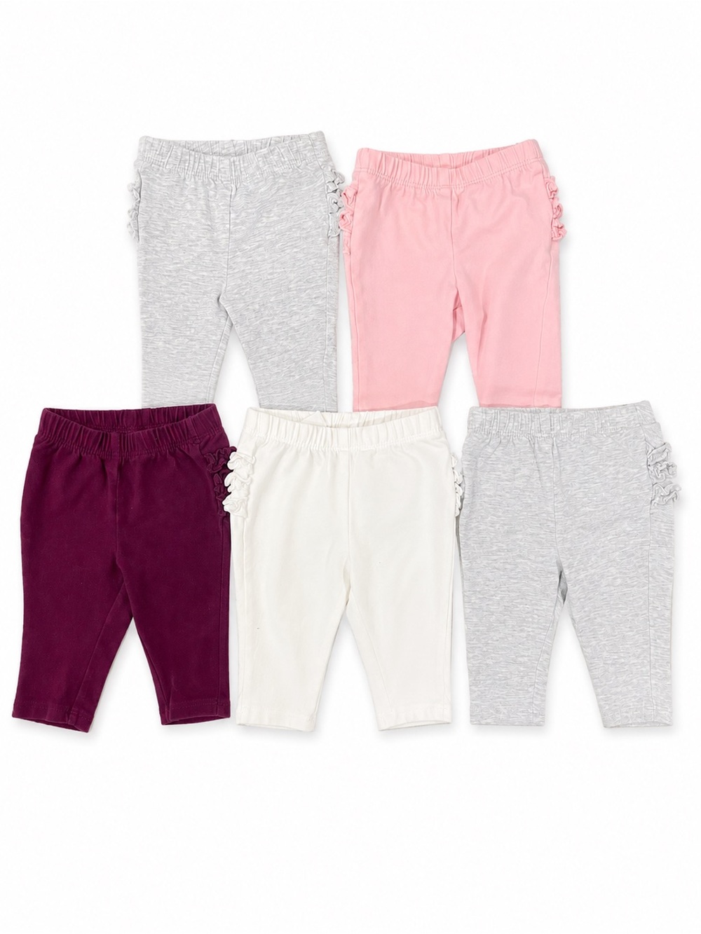 Old Navy Girls 5-Pack Ruffle Side Leggings - Pink, Gray, White, Burgundy